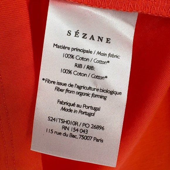 NWT Sézane Conrad Organic Cotton Short Sleeve T-Shirt | Sz Small  | Tangerine - Picture 8 of 11